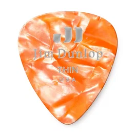 DUNLOP Pack de 12 Púas Genuine Celluloid Naranja Perlado - Thin