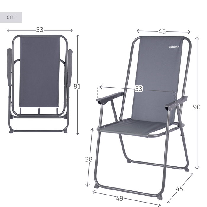 Aktive Silla plegable camping antivuelco gris