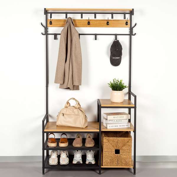 Color Baby Perchero con Baldas Max Home 102x40x180 cm Acero y Aglomerado Melamina