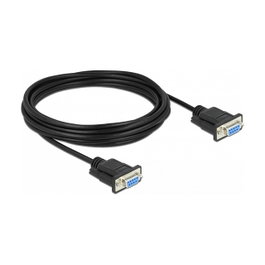 DeLOCK Cable serie RS-232 D-Sub 9 hembra a hembra de módem nulo con carcasa estrecha - 5 m