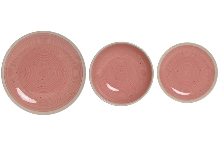 DKD Home Decor Set de Vajilla de Gres Rosa y Blanco de 18 Piezas DKD Home Decor Set de Vajilla de Gres Rosa y Blanco de 18 Piezas