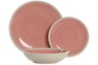 DKD Home Decor Set de Vajilla de Gres Rosa y Blanco de 18 Piezas