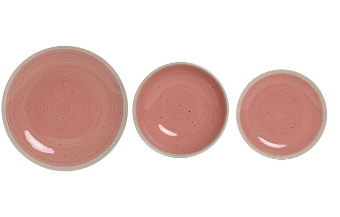 DKD Home Decor Set de Vajilla de Gres Rosa y Blanco de 18 Piezas DKD Home Decor Set de Vajilla de Gres Rosa y Blanco de 18 Piezas