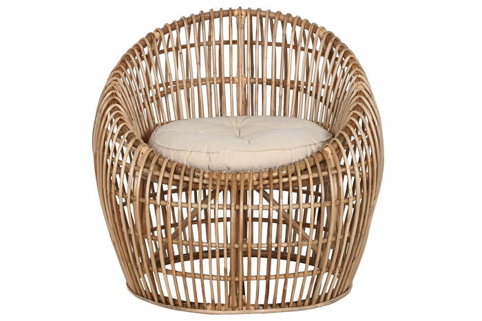 DKD Home Decor Silla Tropical Bali2 Ratán Bambú Natural Beige 70 x 70 x 74 cm