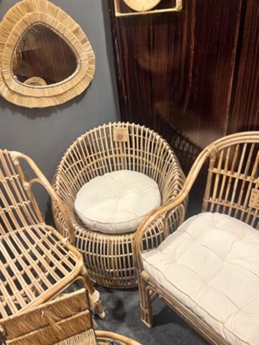 DKD Home Decor Silla Tropical Bali2 Ratán Bambú Natural Beige 70 x 70 x 74 cm