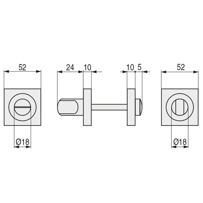 HERRAJES ALK Muletilla Desbloqueo Zamak 50X50 Niquel Satinado para Puertas
