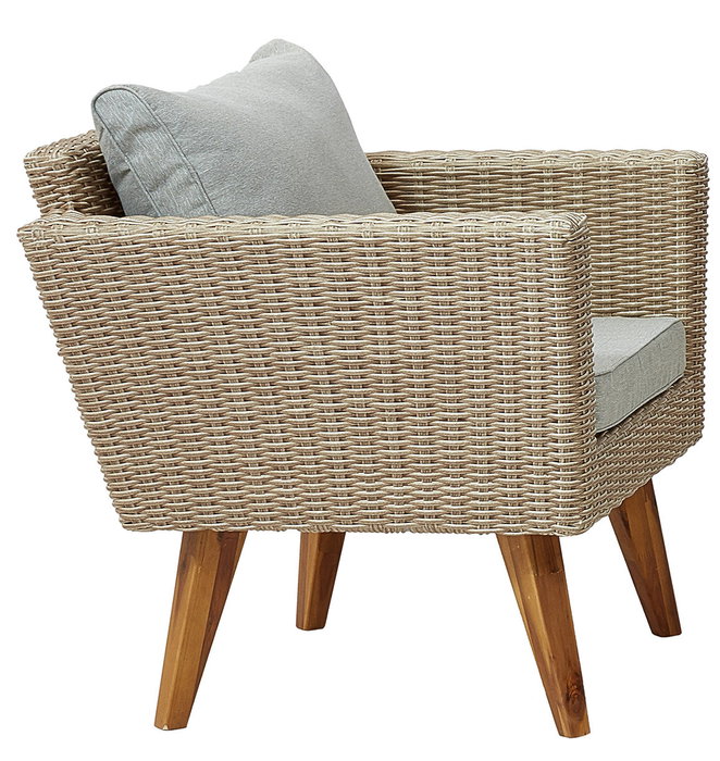 DKD Home Decor Set de 4 Sofá Terraza y Jardín Beige Gris Ratán Sintético, Madera, Acero, Cristal 137 x 66 x 73 cm DKD Home Decor Set de 4 Sofá Terraza y Jardín Beige Gris Ratán Sintético, Madera, Acero, Cristal 137 x 66 x 73 cm