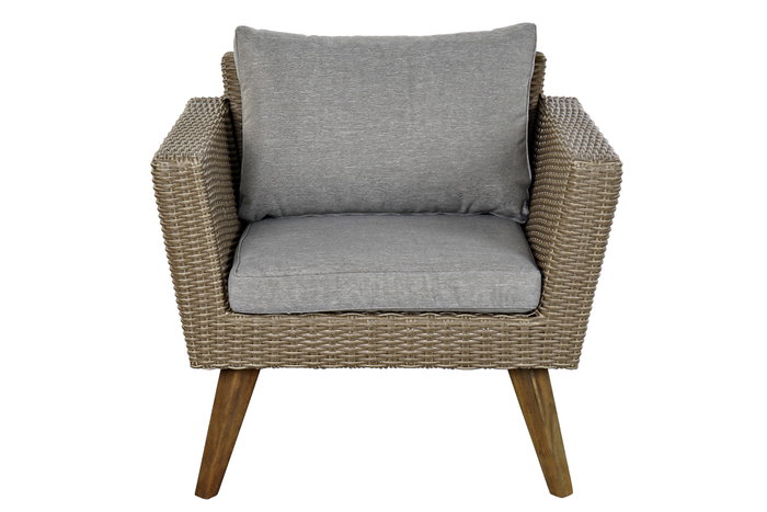DKD Home Decor Set de 4 Sofá Terraza y Jardín Beige Gris Ratán Sintético, Madera, Acero, Cristal 137 x 66 x 73 cm DKD Home Decor Set de 4 Sofá Terraza y Jardín Beige Gris Ratán Sintético, Madera, Acero, Cristal 137 x 66 x 73 cm