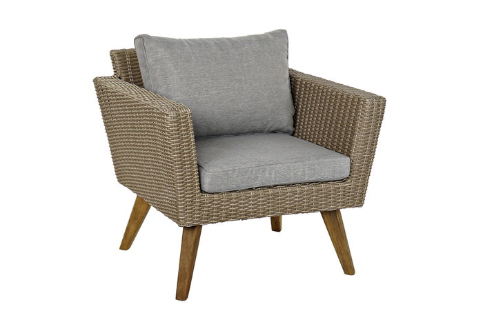 DKD Home Decor Set de 4 Sofá Terraza y Jardín Beige Gris Ratán Sintético, Madera, Acero, Cristal 137 x 66 x 73 cm DKD Home Decor Set de 4 Sofá Terraza y Jardín Beige Gris Ratán Sintético, Madera, Acero, Cristal 137 x 66 x 73 cm