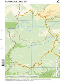 CUMIO Paq/50 mapas extremadura fisico mudos