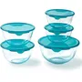 Pyrex 3426470296540 Juego de 5 cuencos con tapa - 2x 0,5L + 1x 1L + 2x 2L