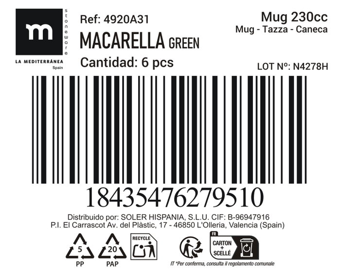 La Mediterranea Taza Macarella Green MD 230ml
