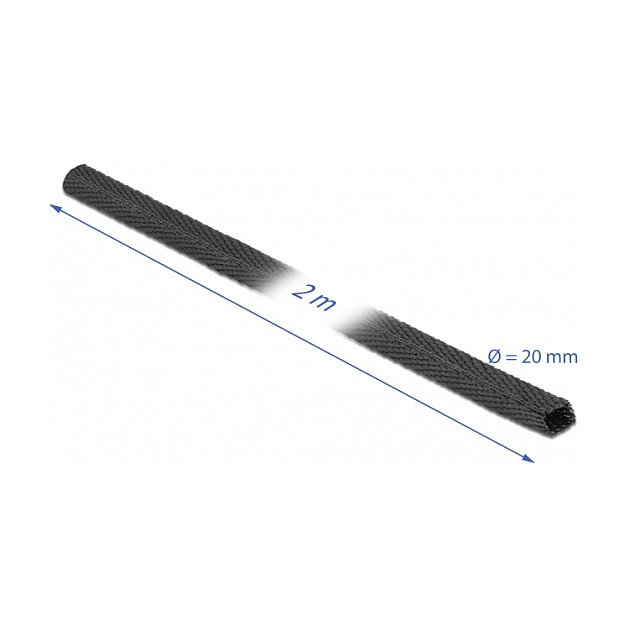 DeLOCK Tubo termorretráctil de tela 2 m x 20 mm negro