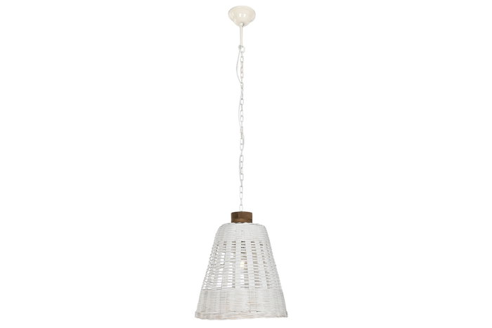 DKD Home Decor Lámpara de Techo Bambú y Mango Desgastado Blanco