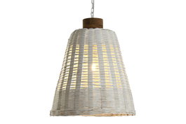 DKD Home Decor Lámpara de Techo Bambú y Mango Desgastado Blanco