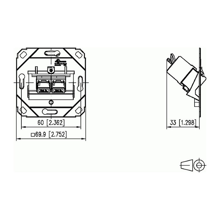 METZ CONNECT 130B11D21200-E Módulo de toma de corriente 2 puertos RJ-45 Cat 6a METZ CONNECT 130B11D21200-E Módulo de toma de corriente 2 puertos RJ-45 Cat 6a