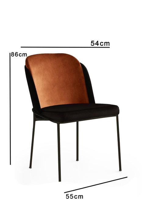 Hanah Home DR - 147 V4 Juego de 4 Sillas de Comedor, Terciopelo Bronce y Negro, Estructura Metálica