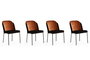 Hanah Home DR - 147 V4 Juego de 4 Sillas de Comedor, Terciopelo Bronce y Negro, Estructura Metálica