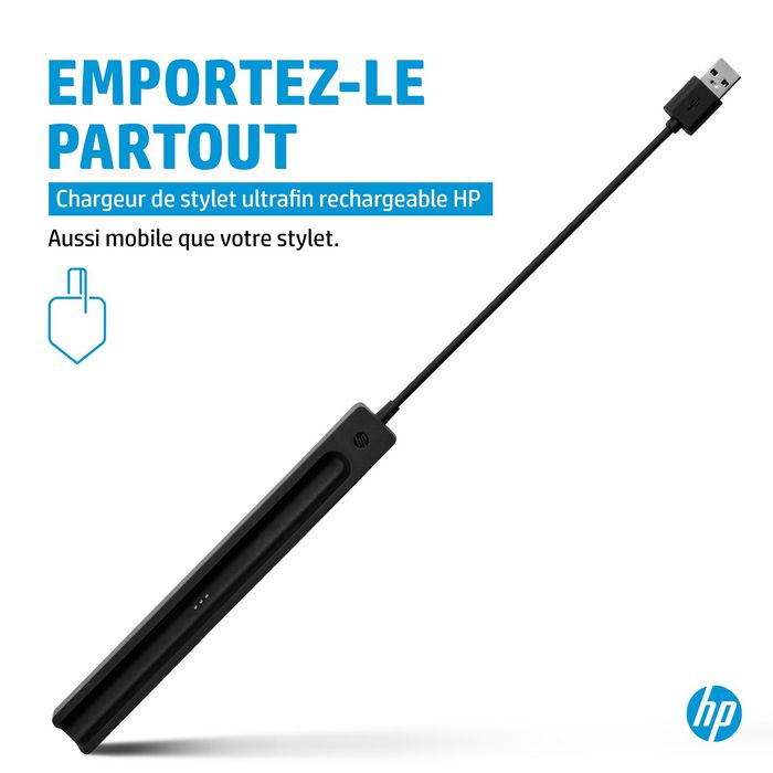 HP Cargador Recargable Slim Pen con Cable USB para Carga Fácil y Rápida