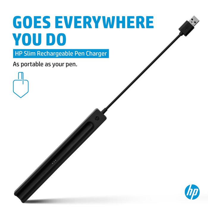 HP Cargador Recargable Slim Pen con Cable USB para Carga Fácil y Rápida