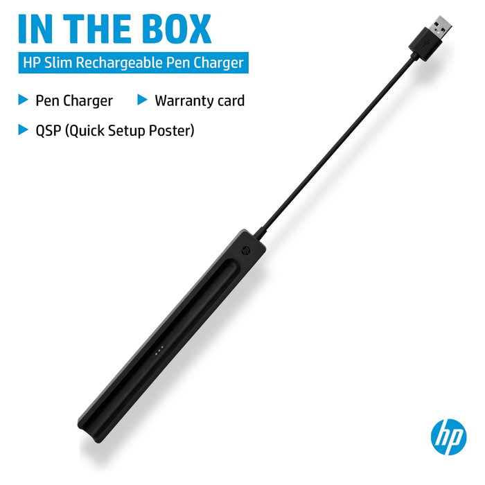 HP Cargador de lápiz recargable Slim, Interior, USB, Cable 0,15 m, Negro - 85044095 HP Cargador de lápiz recargable Slim, Interior, USB, Cable 0,15 m, Negro - 85044095