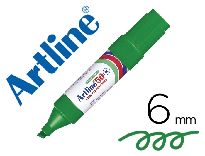 Artline EK-50 Rotulador Permanente Verde Punta Biselada 6 mm, Pack de 12 unidades Artline EK-50 Rotulador Permanente Verde Punta Biselada 6 mm, Pack de 12 unidades