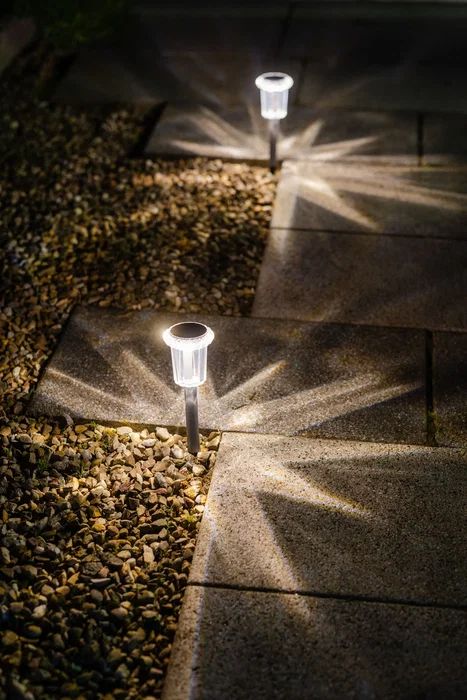 Galix G2624 Luz de Señalización Solar con Efecto Estrella, Altura 30 cm, 3 LED SMD, Blanco Cálido, 2 Lúmenes