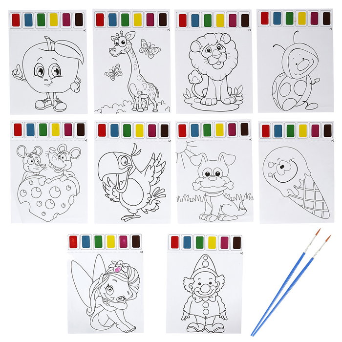 Jeux 2 momes Juego De 10 Hojas Con Pintura Al Agua Y Pinceles Para Niños Mayores De 3 Años