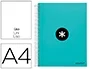 Antartik Cuaderno espiral A4, 120 hojas, 90 gr, liso, 5 bandas, 4 taladros, color menta
