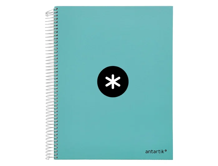 Antartik Cuaderno espiral A4, 120 hojas, 90 gr, liso, 5 bandas, 4 taladros, color menta