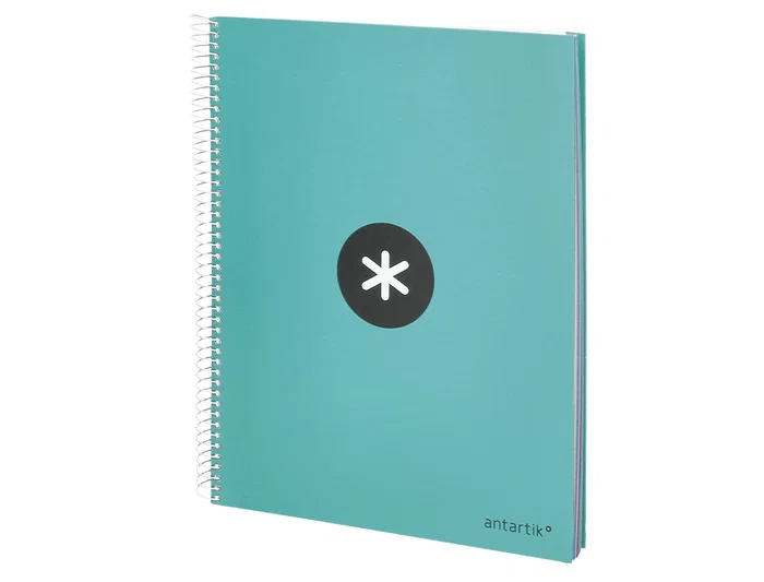 Antartik Cuaderno espiral A4, 120 hojas, 90 gr, liso, 5 bandas, 4 taladros, color menta