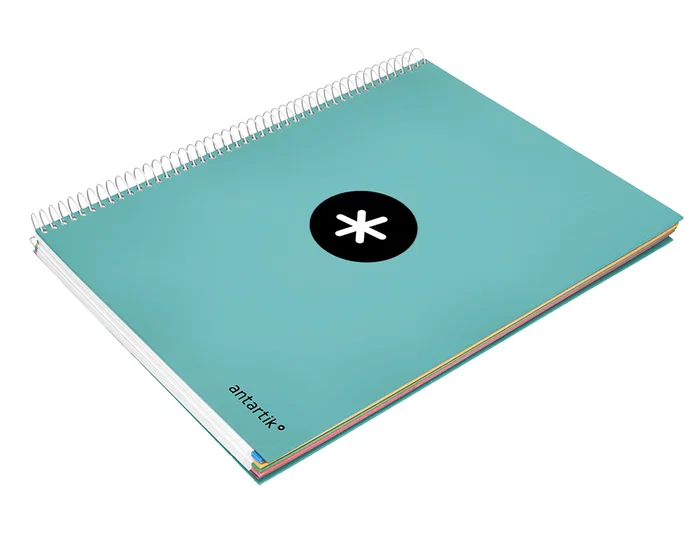 Antartik Cuaderno espiral A4, 120 hojas, 90 gr, liso, 5 bandas, 4 taladros, color menta