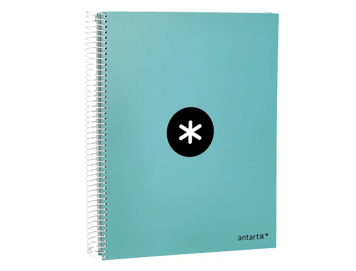 Antartik Cuaderno espiral A4, 120 hojas, 90 gr, liso, 5 bandas, 4 taladros, color menta