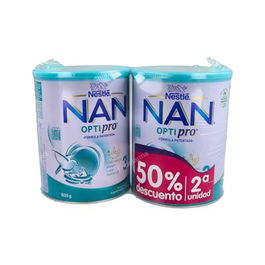 NAN Leche en Polvo Optipro 3 Duplo 800Gr con 2 Unidades y 50% Descuento