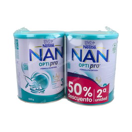 NAN Leche en Polvo Optipro 3 Duplo 800Gr con 2 Unidades y 50% Descuento