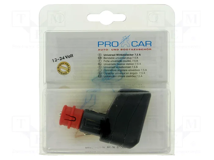 PRO CAR Enchufe de mechero de coche con borna de tornillo, 7,5A, negro PRO CAR Enchufe de mechero de coche con borna de tornillo, 7,5A, negro