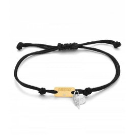 Secrecy Pulsera GIRL BOSS Plata de Ley 925 Reciclada con Baño de Oro 18k, 18cm, Negra