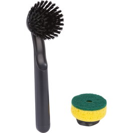 Joseph Joseph SinkTech Set de Cepillo y Esponja con Soporte de Acero Inoxidable, Negro