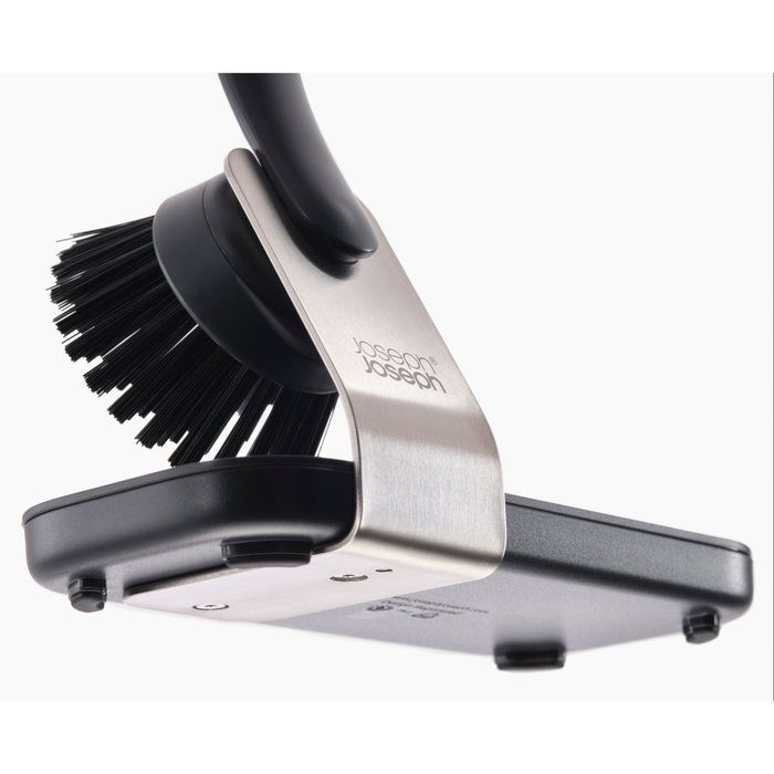 Joseph Joseph SinkTech Set de Cepillo y Esponja con Soporte de Acero Inoxidable, Negro
