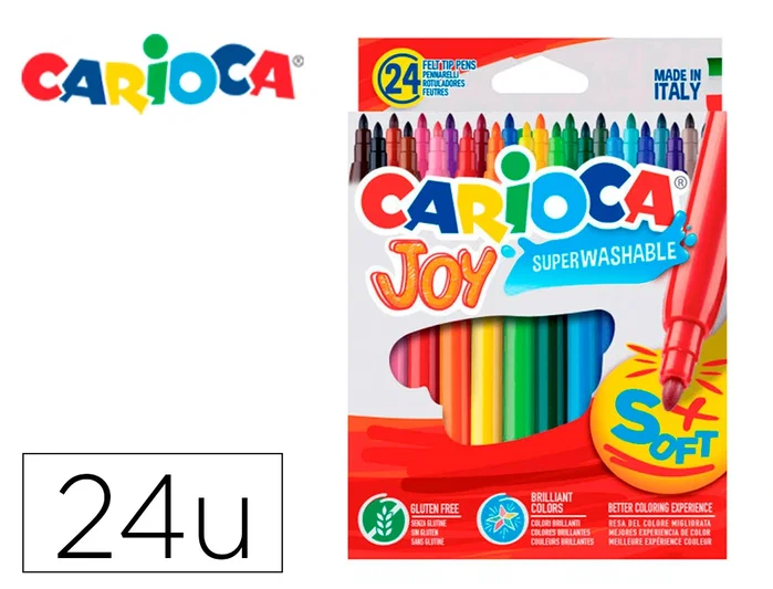 Carioca Joy Estuche de 24 Rotuladores de Punta Fina Colores Surtidos