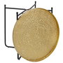 Home Deco Factory Mesa Auxiliar Mirage Metal Hierro Bandeja Dorada Martillada Patas Negras Plegable Diámetro 50 cm Alto 45 cm