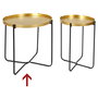 Home Deco Factory Mesa Auxiliar Mirage Metal Hierro Bandeja Dorada Martillada Patas Negras Plegable Diámetro 50 cm Alto 45 cm