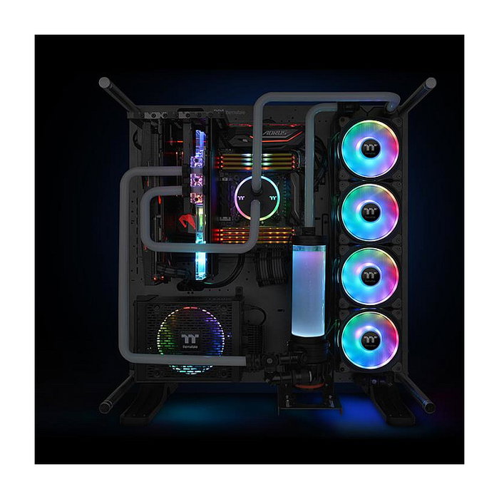 Thermaltake Riing Duo 12 RGB Ventilador para Radiador de 120mm, Pack de 3, Negro