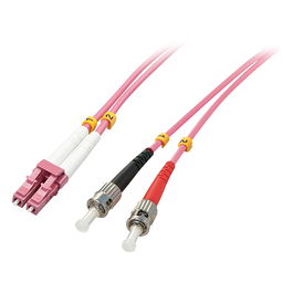 Lindy 46350 Cable de fibra óptica OM4 InfiniBand, 1 m, LC a ST, Rosa, 50/125 µm