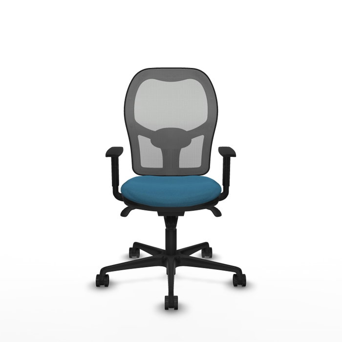 Silla de oficina Jorquera con mecanismo Sincro tapizada con Tela color Verde petróleo y malla color Gris. Equipada con lumbar 1D, Brazos 1D y Ruedas 65mm nailon Silla de oficina Jorquera con mecanismo Sincro tapizada con Tela color Verde petróleo y malla color Gris. Equipada con lumbar 1D, Brazos 1D y Ruedas 65mm nailon
