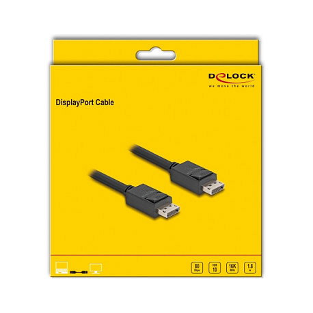 DeLOCK Cable DisplayPort 81175 16K 60 Hz 80 Gbps 1,8 m DeLOCK Cable DisplayPort 81175 16K 60 Hz 80 Gbps 1,8 m