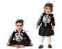 Unisex Disfraz Vestido Esqueleto Negro para Bebé 24 Meses - Falda Brillante Plisada, Temática Halloween, Diseño Gótico