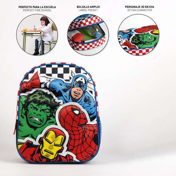 Cerdá Mochila Infantil 3D Avengers 25.0 x 31.0 x 10.0 cm Edad mínima 3 años