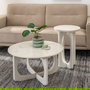 Mesa Centro Blanco Mármol/Madera Salón 75 X 75 X 40 cm