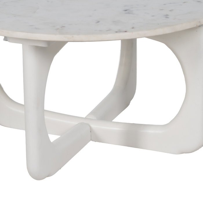 Mesa Centro Blanco Mármol/Madera Salón 75 X 75 X 40 cm